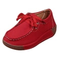 thumbnail image 1 of AUDeals Women’s Round Toe Wedge Loafers Work Shoes Non Slip Suede Platform Sneakers Arch Support Driving Dress Shoes (Red, 8), 1 of 9