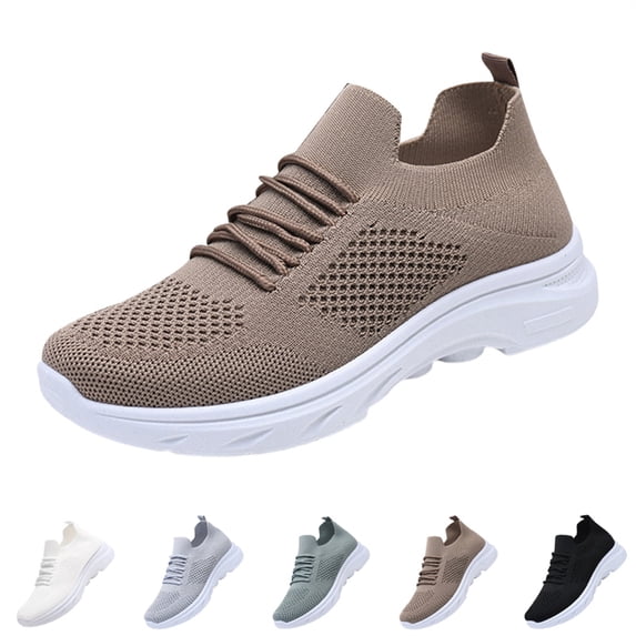 AUDeals Women's Running Shoes, Lightweight Mesh Sneakers with Breathable Comfort for Gym and Sports (Khaki, 8)