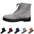 thumbnail image 1 of AUDeals Women's Snow Boots, Cute Lace Up Ankle Shoes with Fur Lining and Warm Outdoor Comfort (Grey, 9), 1 of 9