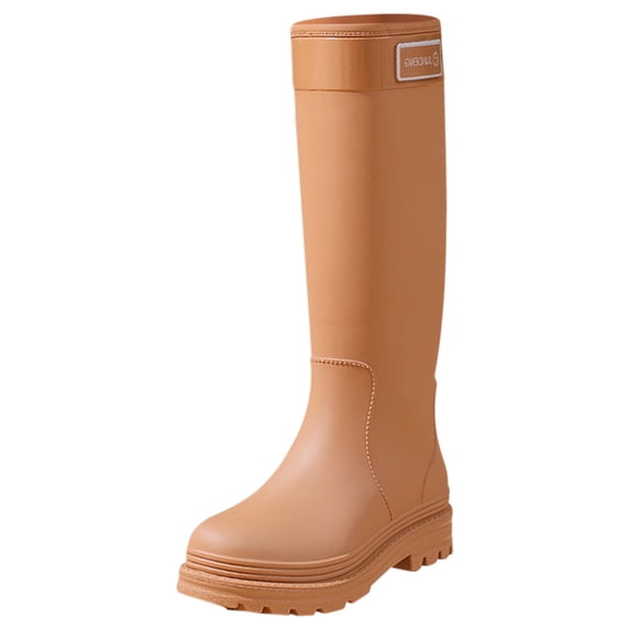 AUDeals Women’s Tall Waterproof Rain Boots Slip Resistant Muck Boots Knee High Work Boots Outdoor Gardening Fishing Shoes (Brown, 6.5)