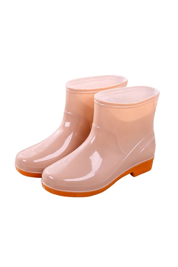 Women’s Transparent Rain Shoes Waterproof Ankle Boots Rubber Non Slip Shoes Car Wash Lawn Care Gardening (Khaki, 6)