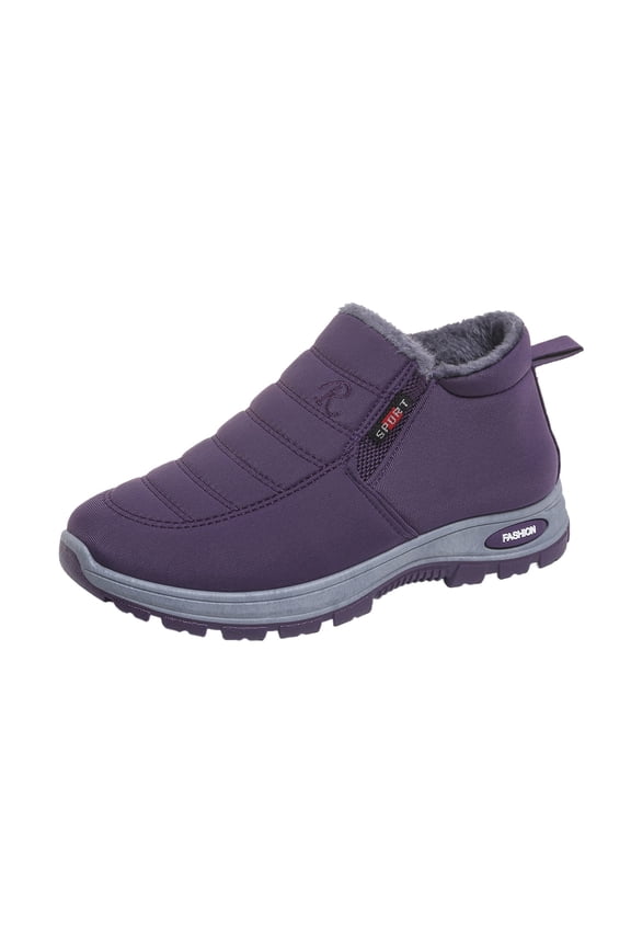 Women’s Waterproof Hiking Boots Wide Toe Box Fur Lined Snow Boots Comfortable Winter Ankle Walking Shoes (Purple, 12)