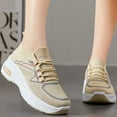 thumbnail image 1 of AUDeals Women's Wide Toe Box Shoes, Extra Wide Air Cushion Sneakers with Lightweight Breathable Comfort for Gym and Training (Beige, 7), 1 of 8