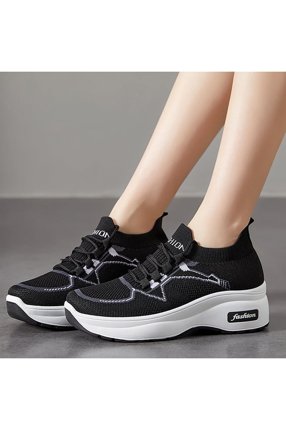 Women's Wide Toe Box Shoes, Extra Wide Air Cushion Sneakers with Lightweight Breathable Comfort for Gym and Training (Black, 7.5)