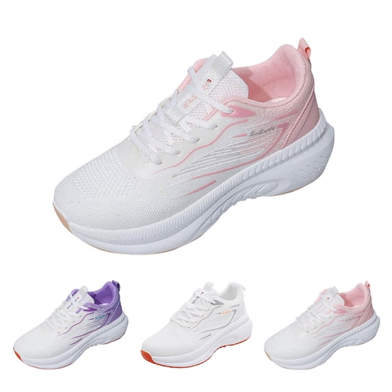 AUDeals Women's Workout Sneakers, Wear Resistant Mesh Walking Shoes with Non Slip Comfort for Gym and Tennis (Pink, 8)