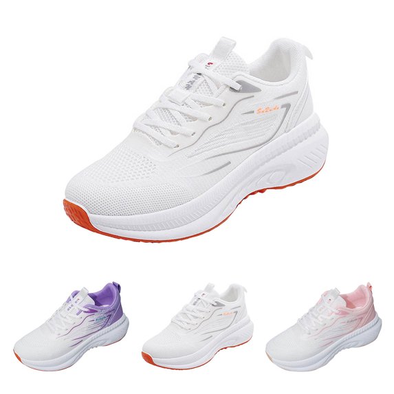 AUDeals Women's Workout Sneakers, Wear Resistant Mesh Walking Shoes with Non Slip Comfort for Gym and Tennis (White, 6.5)