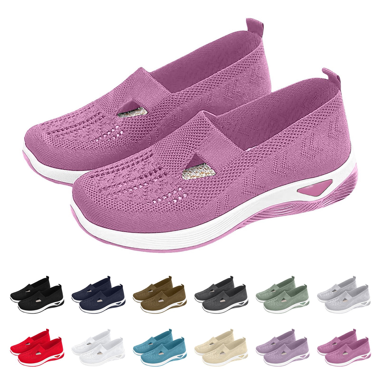 AUDeals Womens Breathable Orthopedic Slip On Tennis Shoes Arch Support ...