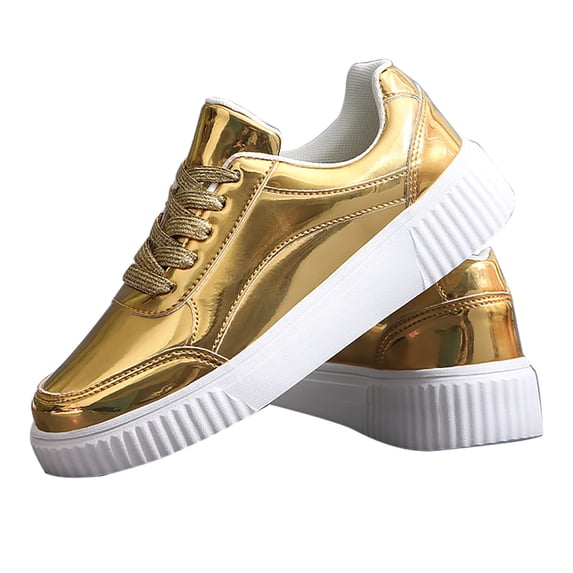 AUDeals Womens Casual Sneakers - Breathable Memory Foam Shiny Fashion Skate Shoes Comfortable Walking Fitness Shoes