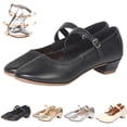 thumbnail image 1 of AUDeals Womens Mary Jane Low Heel Dress Pumps Adjustable Ankle Strap Pointed Toe Casual Flats (Black, 6.5), 1 of 8