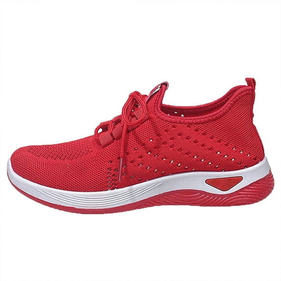 AUDeals Womens Running Wide Toe Box Shoes Non Slip Tennis Gym Workout Athletic Sneakers Ultra Lightweight Breathable Work Shoes (Red, 7)