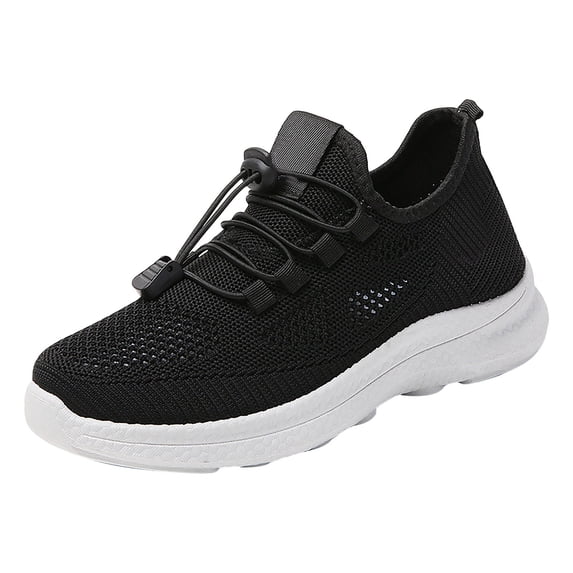 AUDeals Womens Wide Toe Box Mesh Tennis Shoes Extra Wide Lightweight Non Slip Walking Trainer Shoes (Black, 7)