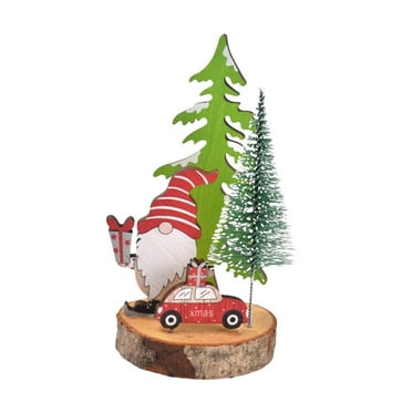 AUDeals ‌Wooden Christmas Table Decor Set Hand-Carved Tabletop Tree with Gnome Figurines, Desktop Ornament for Home Indoor Xmas Decorations, Holiday Centerpiece & Festive Gift Idea