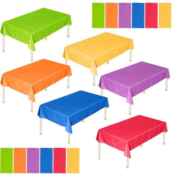 AUEAR, 24 Pack Neon Color Plastic Tablecloth Disposable Rectangle Table Cover Waterproof for Wedding Birthday Decoration