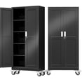 thumbnail image 1 of 71" Tall Metal Garage Storage Cabinet with Wheels and Locking Doors and Tall Rolling Steel Tool Cabinet with 4 Adjustable Shelves for Garage,Home,Office,Shop (Black), 1 of 14