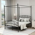 thumbnail image 1 of AUFANK Classic Full Size Metal Canopy Bed Frame, Easy Assembly, Black, 1 of 6