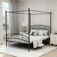 thumbnail image 1 of Aufank  Classic Metal Canopy Bed Frame, Easy Assembly Black Queen, 1 of 6
