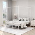 thumbnail image 1 of AUFANK Classic Queen Size Metal Canopy Bed Frame, Easy Assembly, White, 1 of 6
