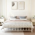 thumbnail image 1 of AUFANK Queen Size Platform Metal Bed Frame Foundation Heavy Duty Steel Slabs White, 1 of 7