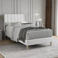 thumbnail image 1 of AUFANK Twin Modern Wood Platform Bed with Wooden Slats, White, 1 of 6