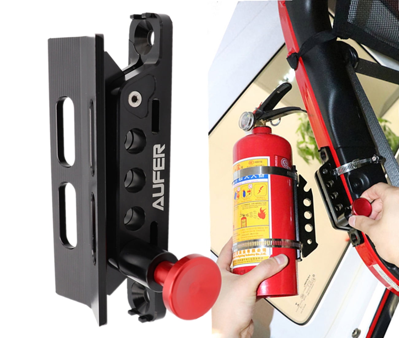 AUFER Adjustable Roll Bar Fire Extinguisher Mount Bracket Holder For Jeep Wrangler UTV RZR