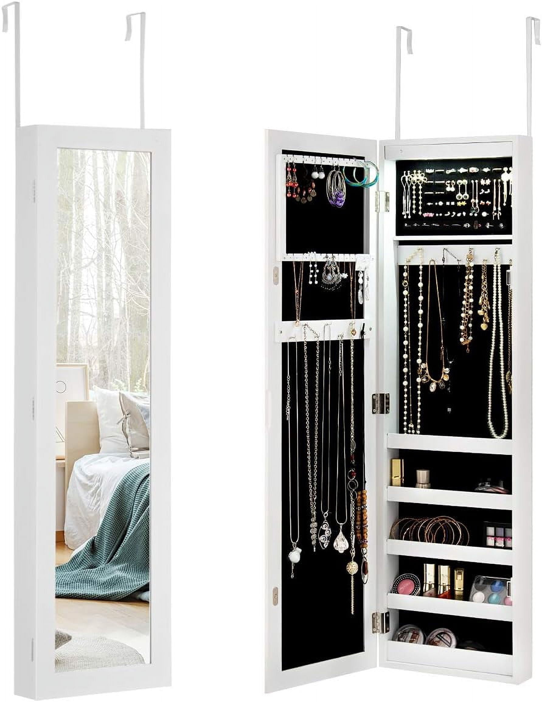 AUGESTER 12 LEDs Jewelry Armoire Organizer, Door or Wall Mounted