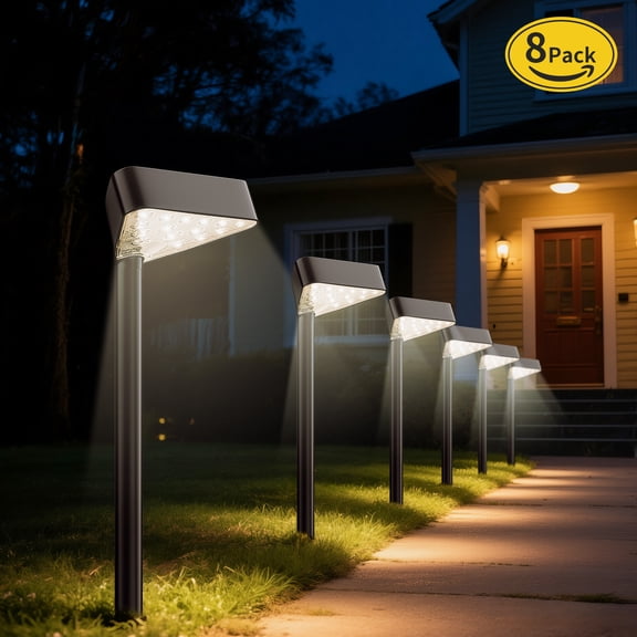 BLITZWILL Solar Pathway Lights Outdoor, 8 Pack Solar Landscape Path Lights,Bright Auto On/Off IP44 Waterproof,for Yard Patio Walkway Driveway Pathway,Warm White