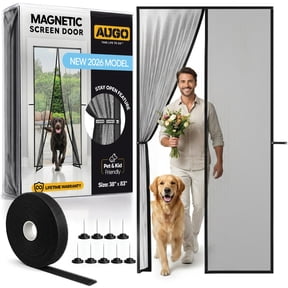 AUGO Magnetic Screen Door - Self Sealing, Heavy Duty, Hands Free Mesh Partition - Pet and Kid Friendly - Patent Pending Keep Open Feature - 38 Inch x 83 Inch