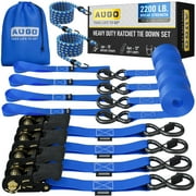 AUGO Ratchet Straps Heavy Duty 4 Pack -15 FT - 2200 LB Break Strength   Ratchet Tie Down Straps with Safety Lock S Hooks - Cargo Straps for Moving, Appliances, Motorcycle   Soft Loop Tie Down Straps