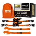 thumbnail image 1 of AUGO Retractable Ratchet Straps | 2 Heavy Duty Ratchet Straps Self Retractable Tie Down Straps with Soft Loops & Storage Bag for Motorcycle, Truck, Trailer, Cargo Van |3000 Lb Break Strength 2” x 10’, 1 of 7