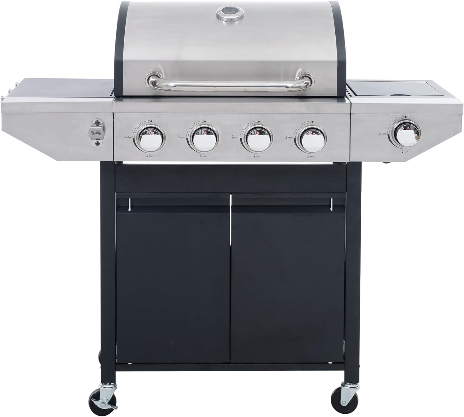 AUGSILVER 4Burner Propane Gas Grill with Side Burner, Porcelain