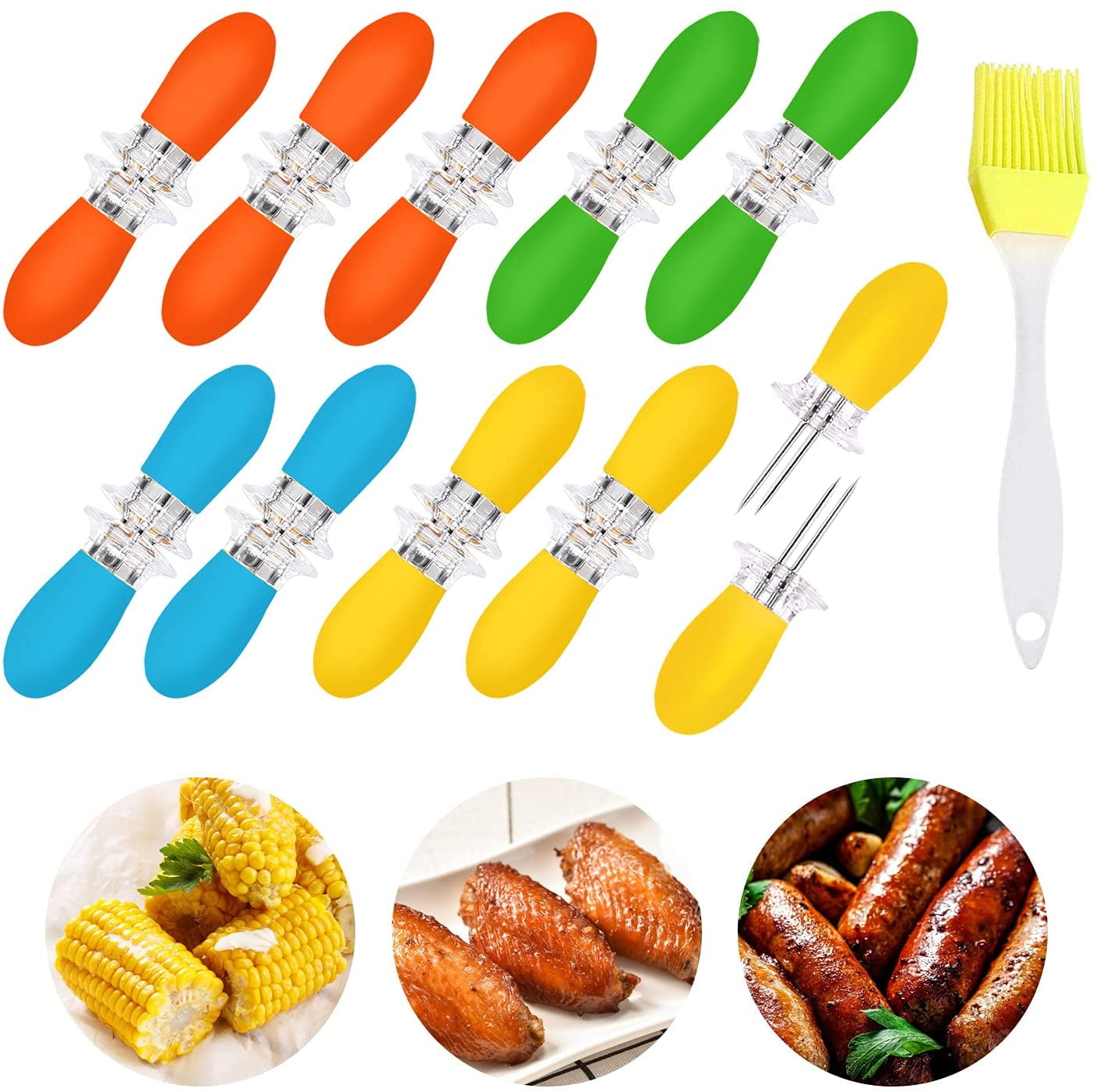 AUGSUN 20Pcs/10 Pairs Stainless Steel Corn Cob Holders BBQ Forks ...