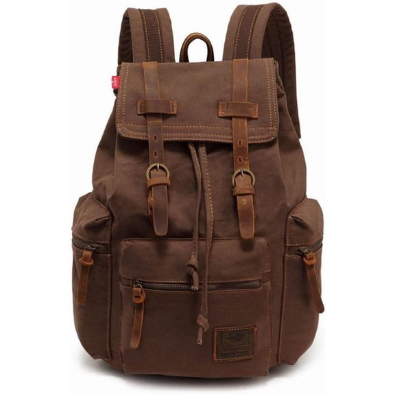 AUGUR Canvas Vintage Backpack 35L, Large Capacity Travel Laptop Backpack Fits 13–16 Inch, Unisex