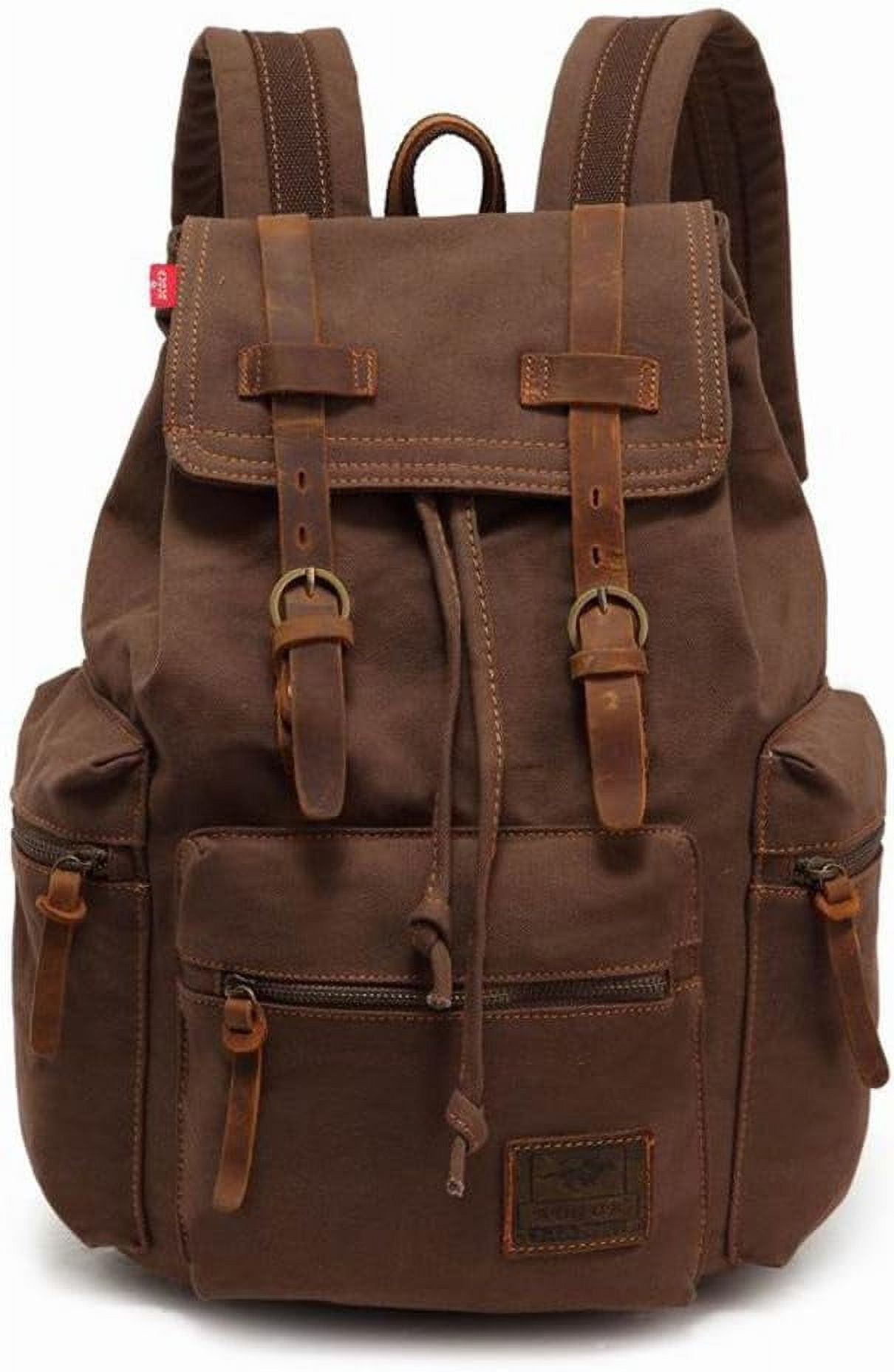 AUGUR Canvas Vintage Backpack 35L, Large Capacity Travel Laptop Backpack Fits 13–16 Inch, Unisex