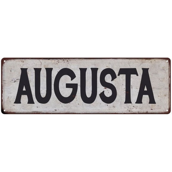 AUGUSTA Vintage Look Rustic Metal 6x18 Sign City State 106180041101