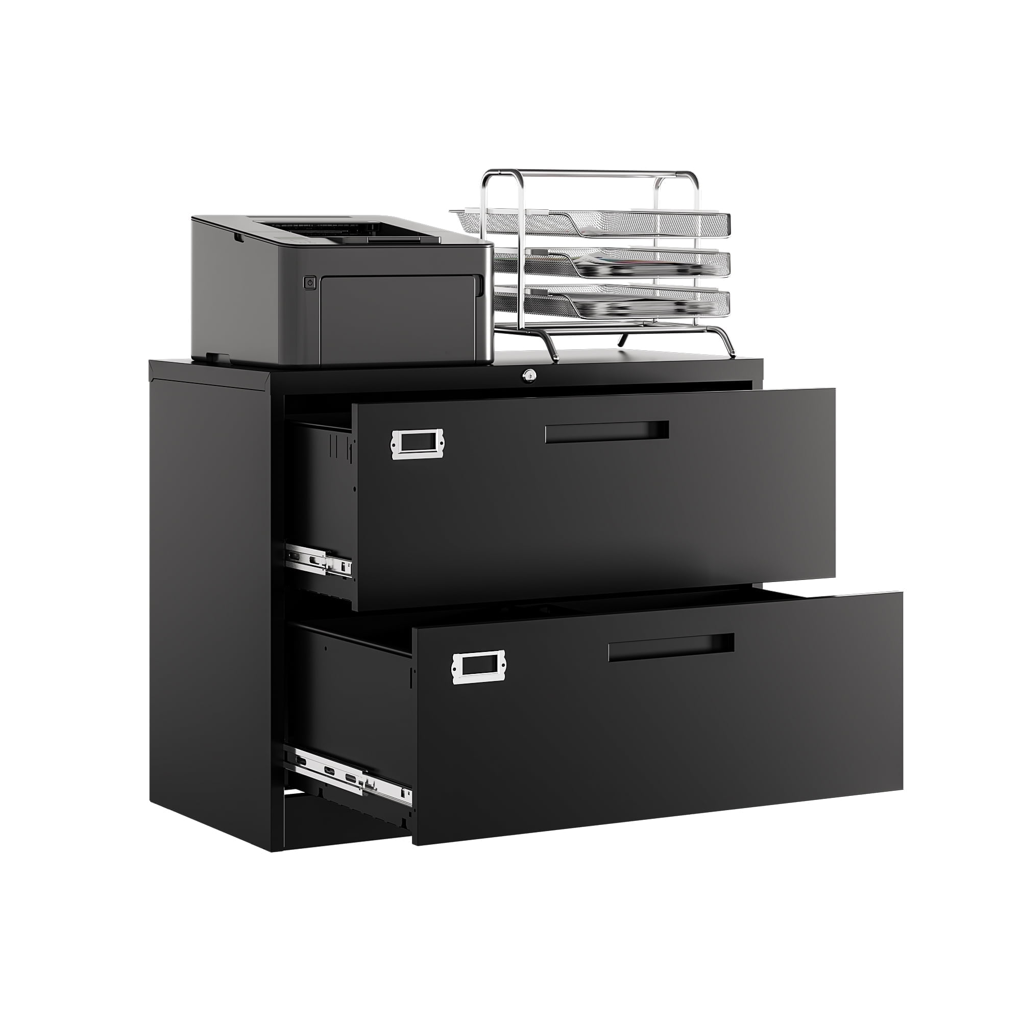AUHUP 2 Drawer File Cabinet with Lock, Metal Lateral Filing Storage Cabinet Fits Letter/Legal/F4/A4 Size, File Cabinets for Home Office (Black-Assembly Required)