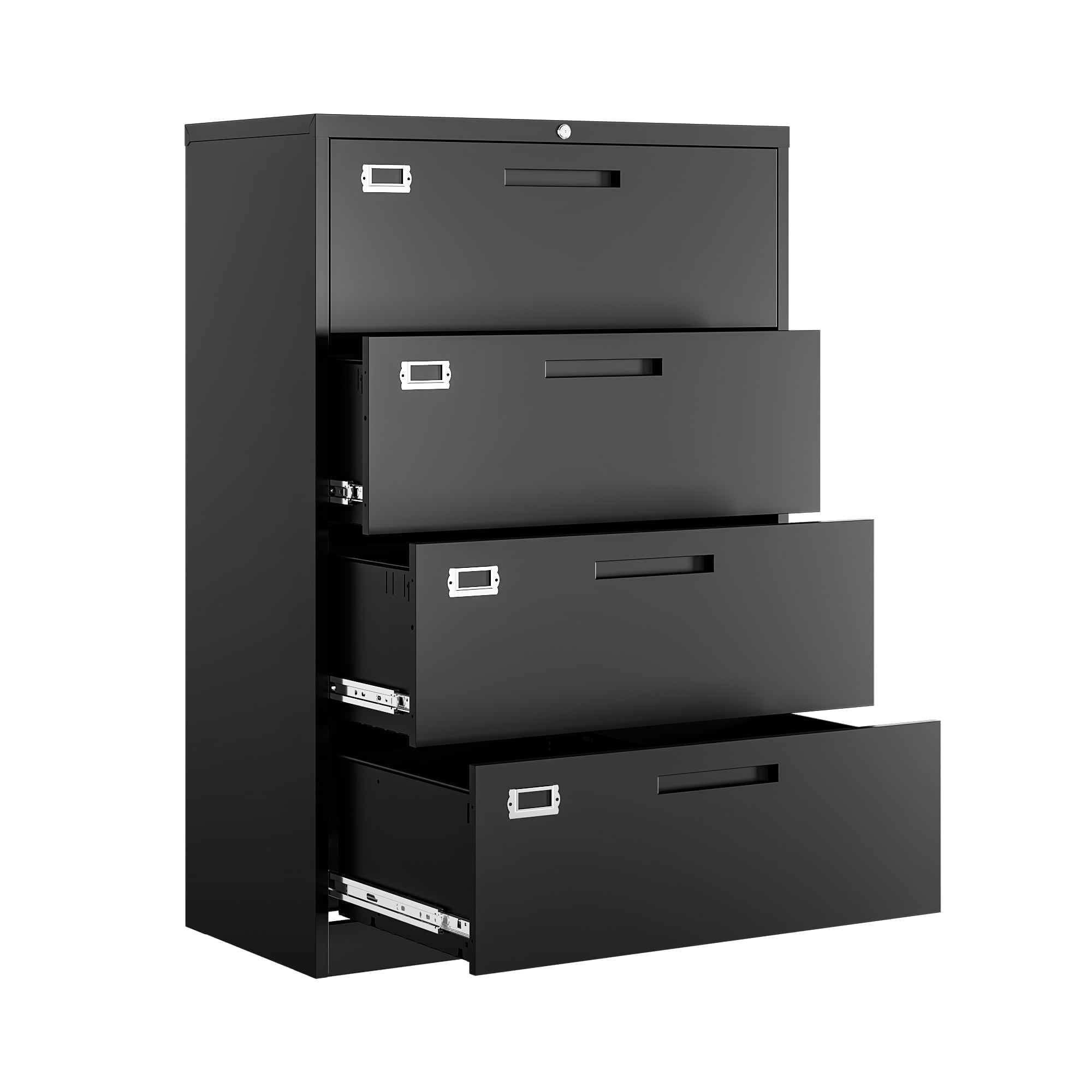 AUHUP 4 Drawer File Cabinet with Lock, Metal Lateral Filing Storage Cabinet Fits Letter/Legal/F4/A4 Size, File Cabinets for Home Office (Black-Assembly Required)