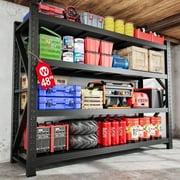 AUHUP 4-Tier Garage Storage Shelves 2400LBS Heavy Duty Metal Shelving 48" W Shelving Unit for Warehouse,Basement Industrial,Home Utility Rack Shelf, Black