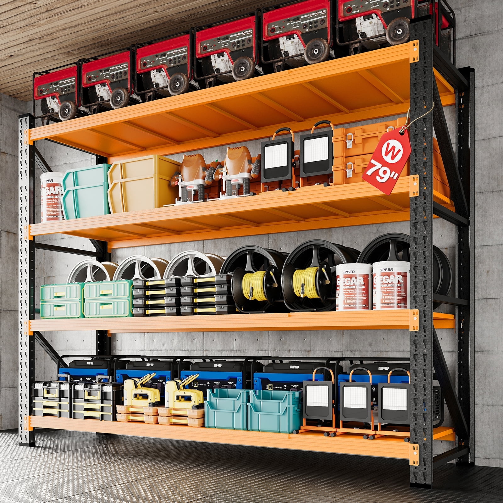 Store Storage Rack Management AUHUP 4-Tier Garage Storage Shelves 7000LBS Heavy Duty Metal Shelving ...
