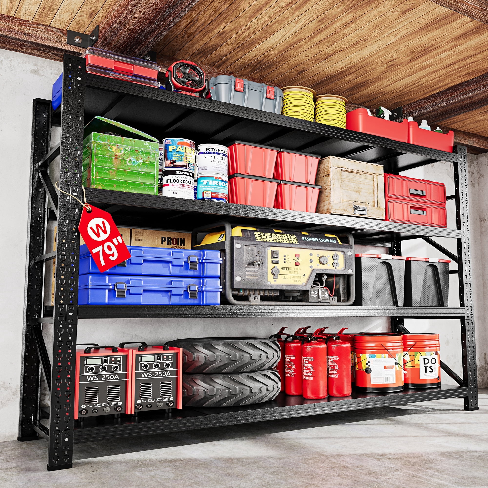 AUHUP 4-Tier Garage Storage Shelves 7000LBS Heavy Duty Metal Shelving ...