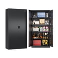 thumbnail image 1 of AUHUP 71" Metal Cabinet with 4 Adjustable Shelves, Garage Storage Cabinets with Locking Doors,Tool Storage Cabinet for Home Office,Warehouse,Workshop(Black), 1 of 9