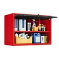 thumbnail image 1 of AUHUP Steel Wall Cabinet, Versatile Adjustable Metal Wall Mounted Storage Cabinet Organizer for Garage, Office, Kitchen, Red Black, 31.5"W x 22"H x 16"D, 1 of 8