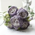 thumbnail image 1 of AUHomi 1 Branch 5 Heads Artificial Flowers Bouquet, 11.8" Silk Peony Fake Hydrangea Rose Flower with Stems, Floral Plant Decoration for Wedding Centerpieces Home Table Arrangements (Light Purple), 1 of 9