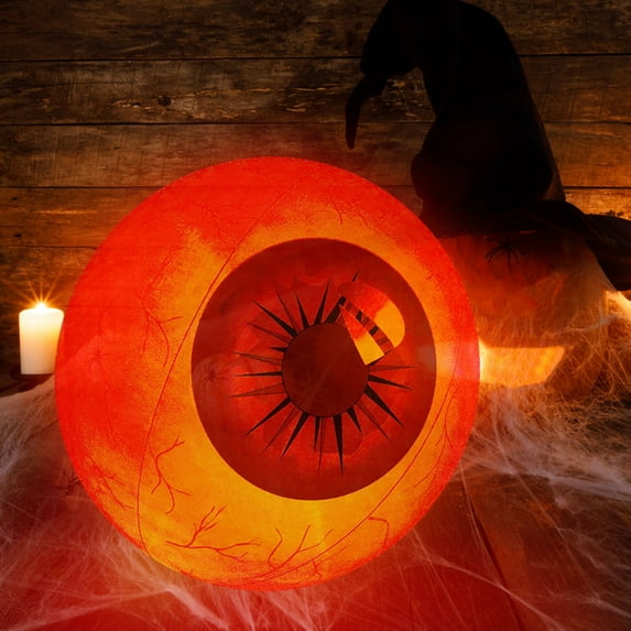 AUHomi 1 PC 16" Halloween Plastic Inflatable Eyeball Decorations, Luminous Giant Eye Spooky Halloween Party Supplies (Red)