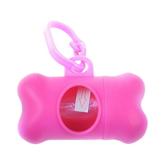 AUHomi 1 PC Dog Poop Bag, Bone Shaped Poop Bag Dispenser, Pet Waste Disposal Bag Dispenser With Waste Bag (15 Bags, Pink)