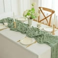 thumbnail image 1 of AUHomi 1 PC Green Cheesecloth Table Runner, 13Ft Gauze Cheese Cloth Table Runner 35x157 Inch Boho Sheer Rustic Fabric Runner for Party Decor Summer Fall Wedding Table Decorations (Green), 1 of 6
