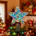 thumbnail image 1 of AUHomi 10 Inch Christmas Tree Topper - LED Iridescent Star For Xmas Tree Decoration, Christmas Tree Glittering Ribbon Light Ornaments, Christmas Tree Top Five-Pointed Star (C), 1 of 7