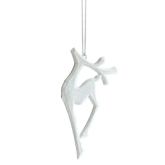 AUHomi 1PC Christmas Tree Ornaments Pendants, Reindeer Christmas Ornaments for Tree, White Glitter Deer Hanging Decorations Rustic Farmhouse Reindeer Decor for Holiday Party Xmas Home Gift (C)
