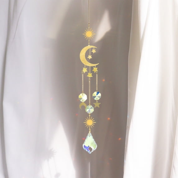 AUHomi 1PC Crystal Suncatcher for Windows Hanging Decor, Prism Sun Catcher with Chain and Hook, Rainbow Maker for Ceiling Garden Home Indoor Ornaments (B)
