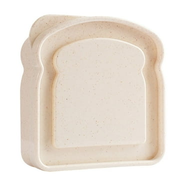AUHomi 1PC Sandwich Containers, Sandwich Containers for Lunch Boxes, Reusable Plastic Food Storage Sandwich Box with Lid, BPA Free, Microwave Safe, For Office, Camping (Beige)