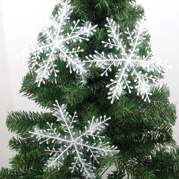 AUHomi 4.33" Silver Snowflakes Ornaments, 3 Packs Plastic Glitter Snowflake Ornaments For Christmas Tree Winter Indoor Outdoor Window, Giant Craft Hanging Snowflakes Decorations (S)